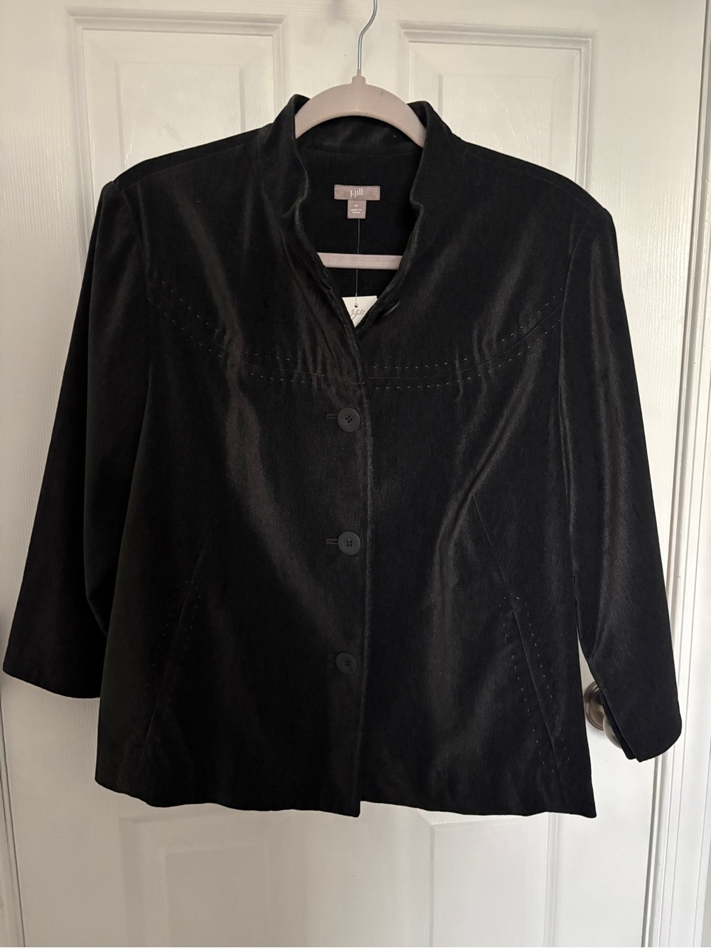 J. Jill Black Collarless Three-Button Swing Jacket